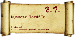 Nyemetz Teréz névjegykártya